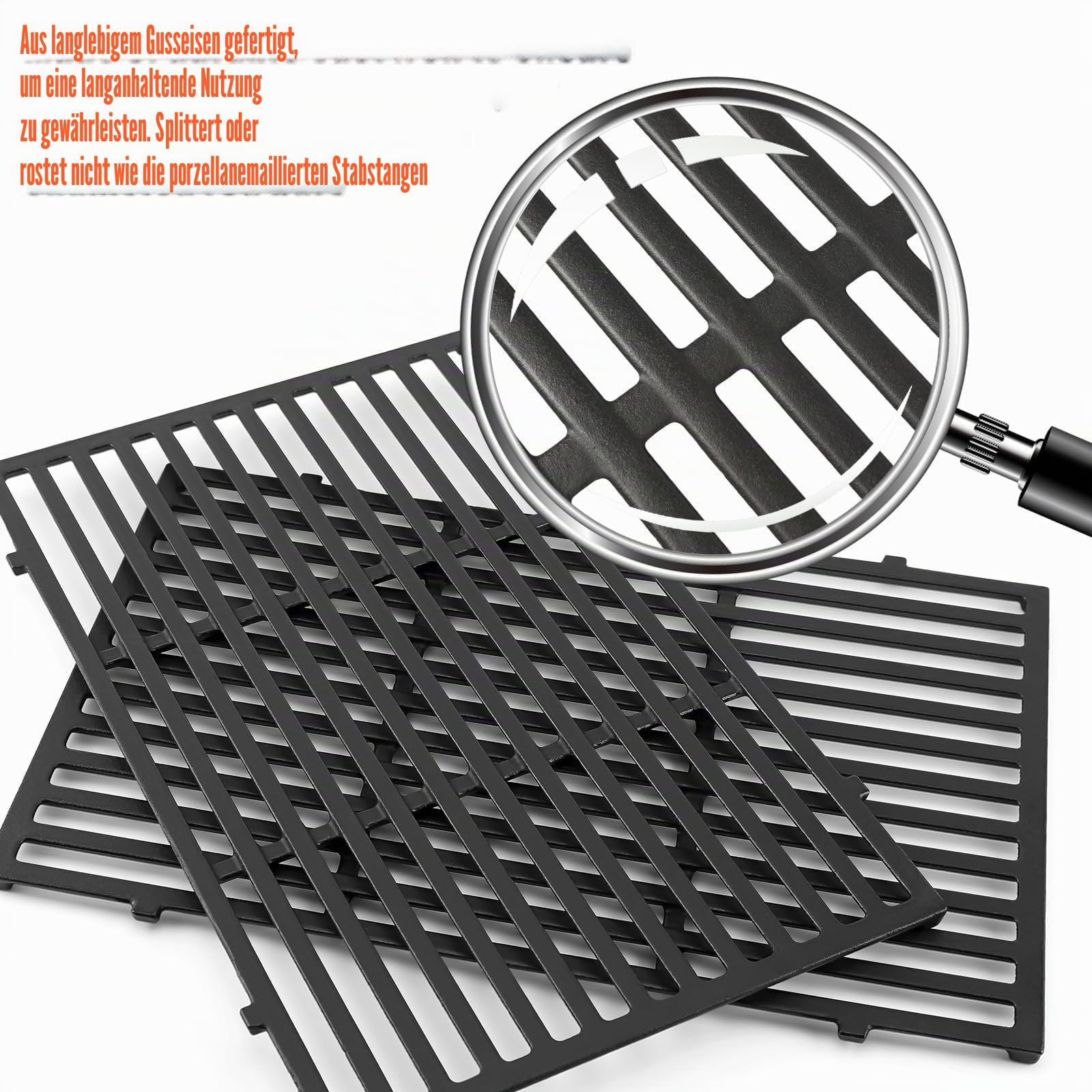 GFTIME 49,5 x 32,5cm 7524 Grillrost Gusseisen für Weber Genesis E-310/320/330, S-310/320/330, EP-310/320/330, CEP-310/320/330 (2007-2016), Grillrost für Enders Monroe 3 Gasgrill, 7528, 2 Stücke