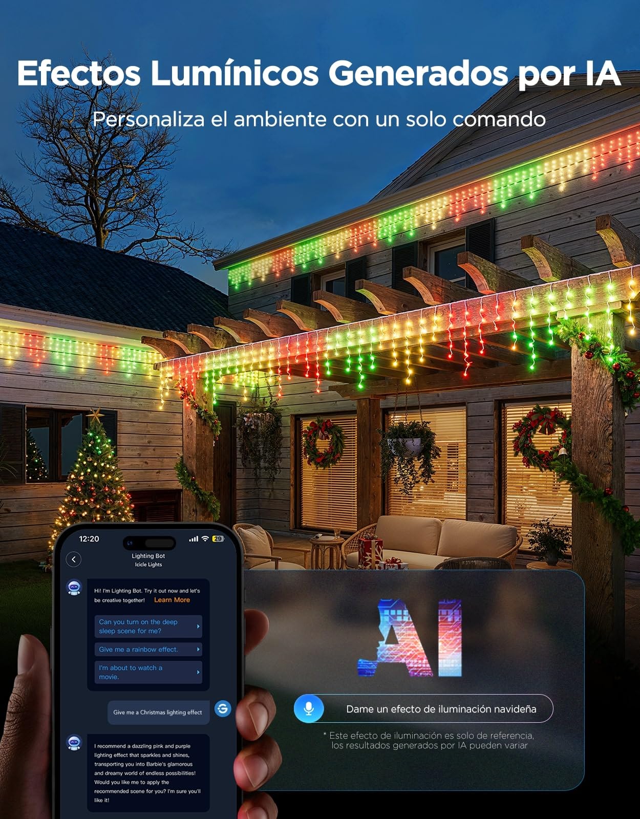 Govee Luces de Carámbano Navidad, 400 LEDs RGBIC Luces Exterior 10M | Guirnalda Luces Inteligentes, 78+ Modos para Decoración de Hogar, IP67 Impermeable, Compatibles con Alexa y Google Assistant