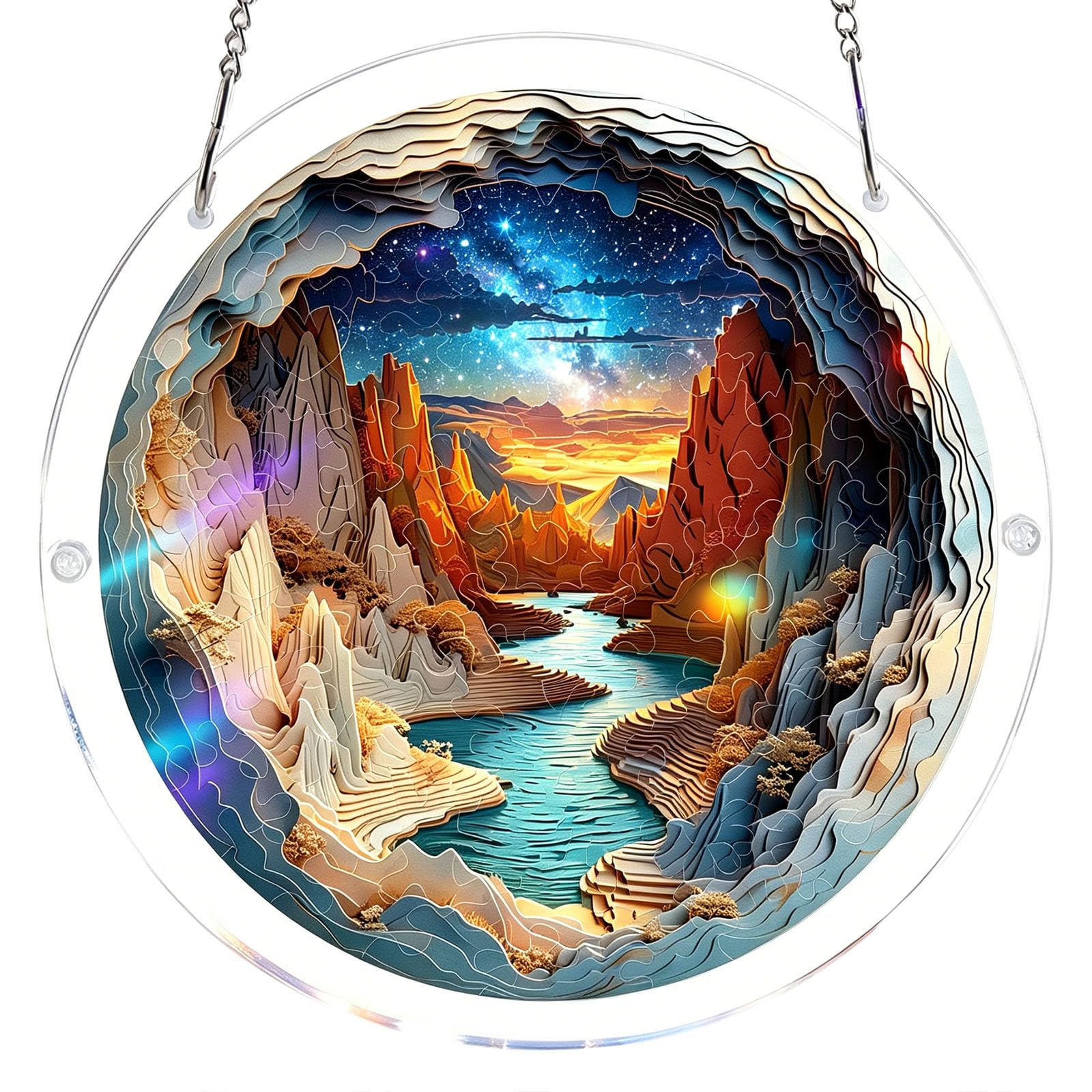 Acrylic Jigsaw Puzzle Suncatcher,Acrylic Puzzle Suncatcher,for Doors Garden and Window Hanging&Birthday Mom Women Adults Gift-19 CM,A — view 19