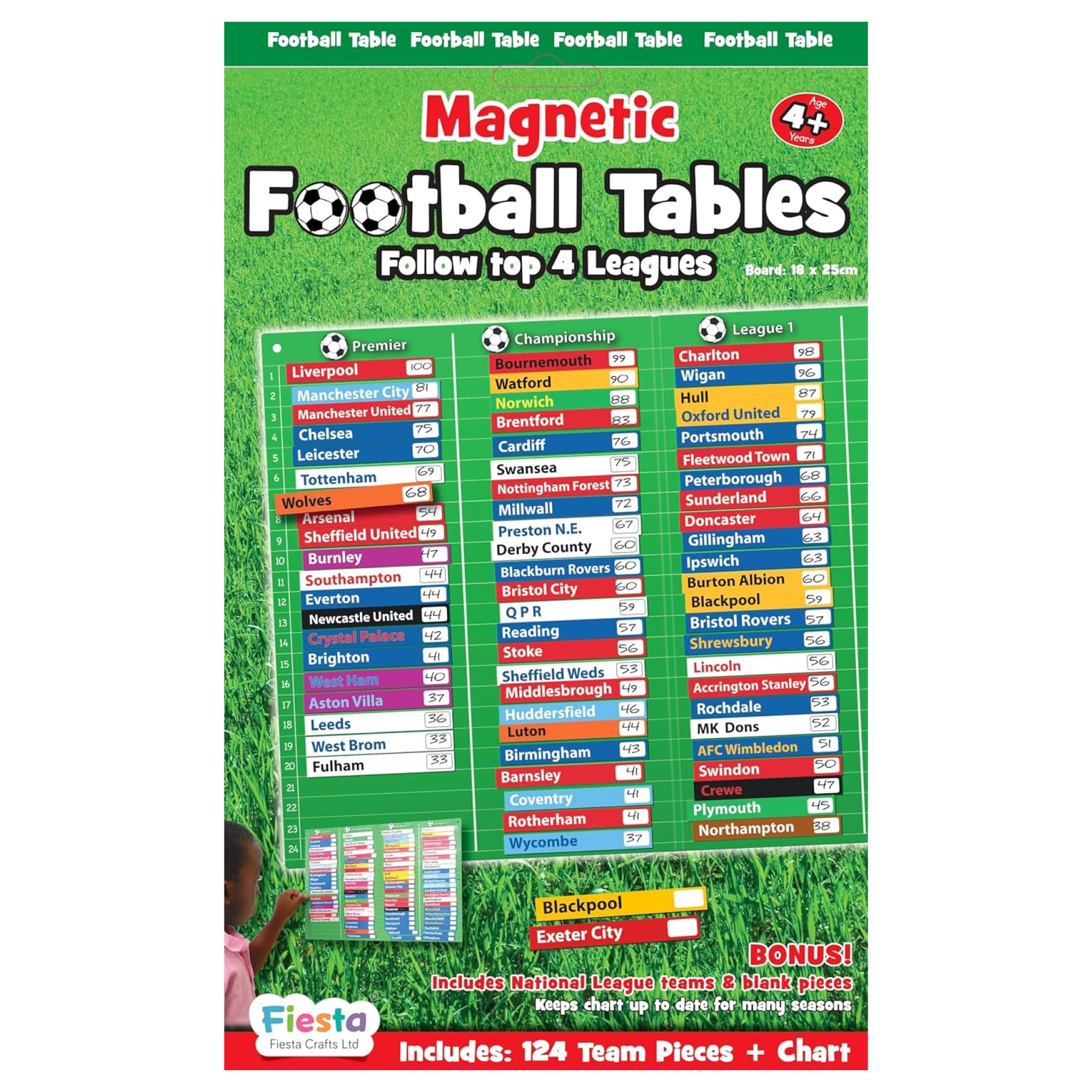 Fiesta Crafts Magnetic Football Tables Chart, Track Teams & Results