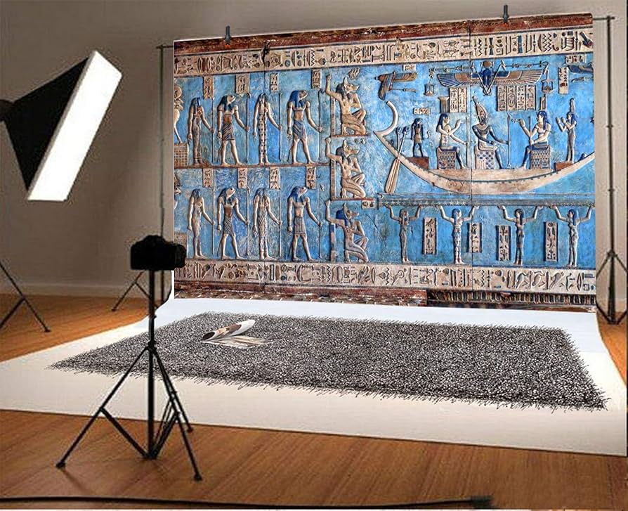 Amazon | LFEEY 10x8フィート エジプト ヒエログリフ彫刻 写真