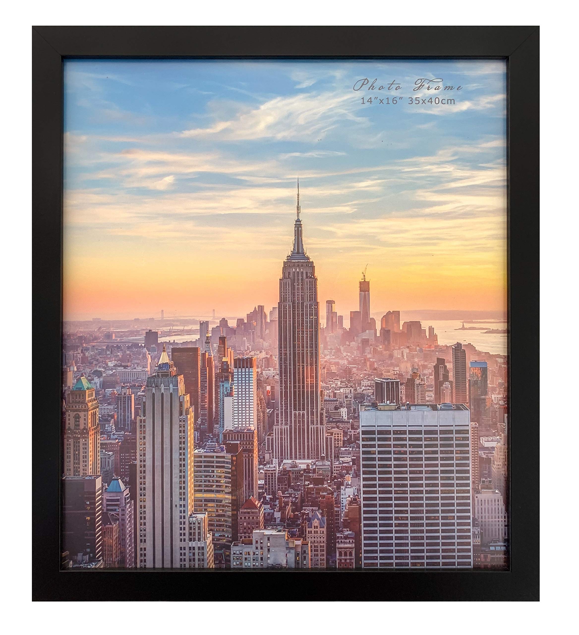 Photo 1 of Frame Amo 14x16 Black Modern Picture or Poster Frame, 1 inch Wide Border, Smooth Wrap Finish, Acrylic Front