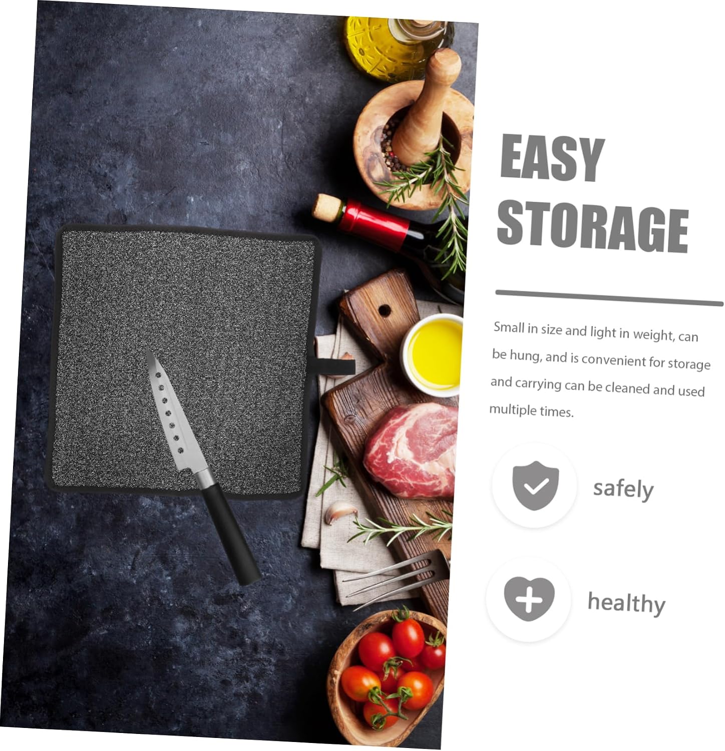 SECFOU 3pcs Cut Table Mat Double-sided Non- Desktop Protector for Kitchen Home and Restaurant Use - and Design Black