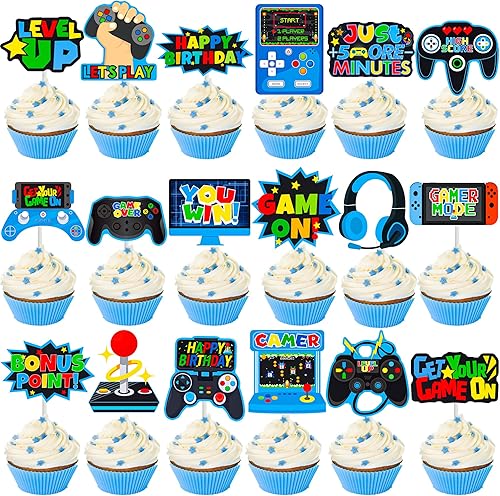 Miniatura 2 de Juego de 36 piezas de decoración de cupcakes para videojuegos, juego de fiesta, juego en controladores, para decoración de fiesta de cumpleaños,