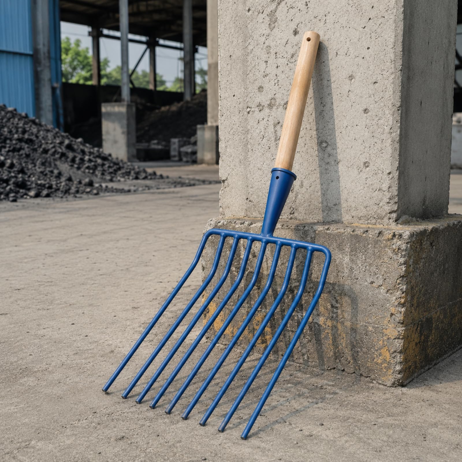 Forcone con Testa Larga Multifunzionale Forcone con Manico in Legno Pesante da Lavoro Agricola per Agricoltori, Lavoro All'aperto, 10 Denti