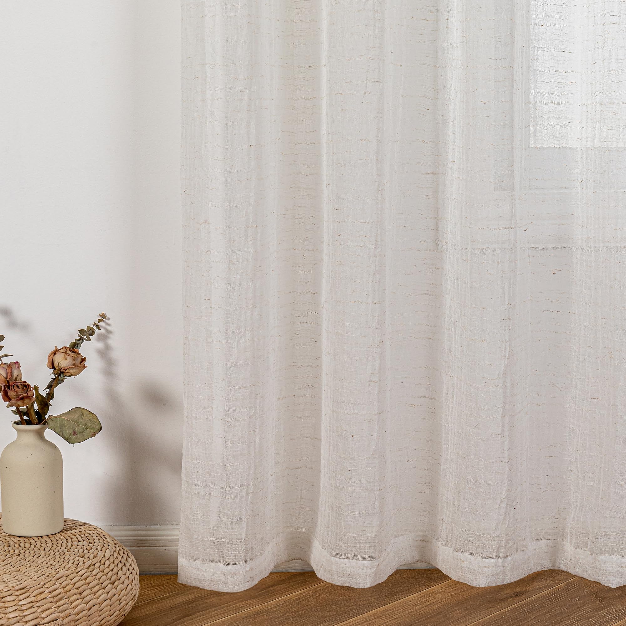 Sutuo Home Tenda bohémien per camera da letto e soggiorno, 213 cm di lunghezza, filtra la luce, stile rustico francese, vintage chic, con nappe cave, drappeggio bohémien, 1 pannello 132 cm di
