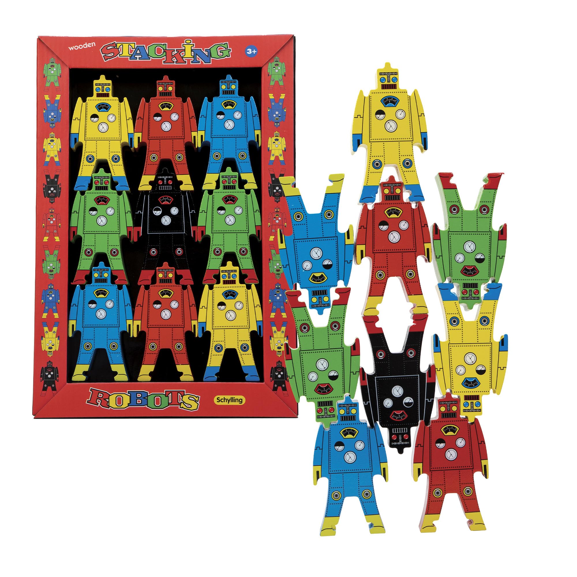 Schylling SC-WSR Wood Stacking Robots, Assorted Designs and Colours