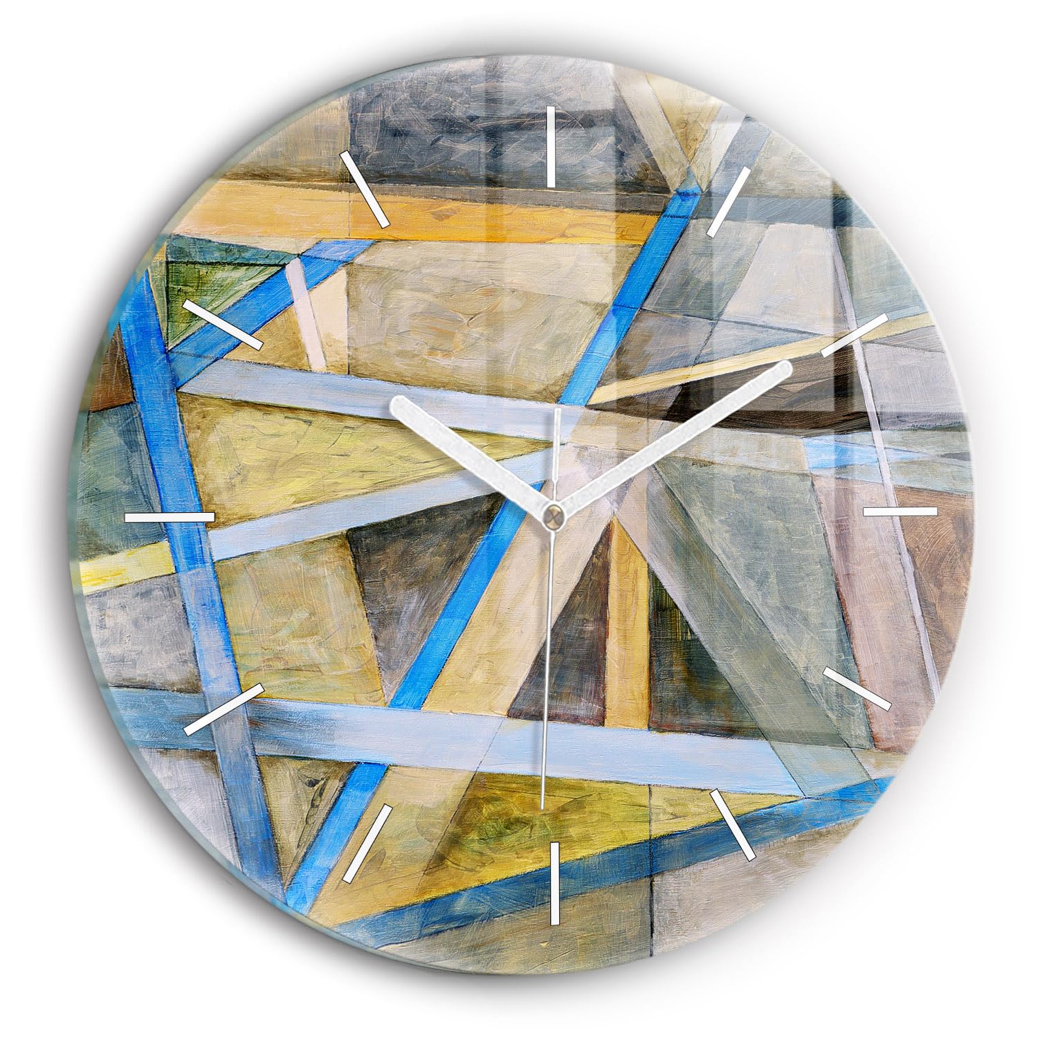 Horloge en verre moderne Wallfluent pour un salon lumineux au décor impressionniste vibrant