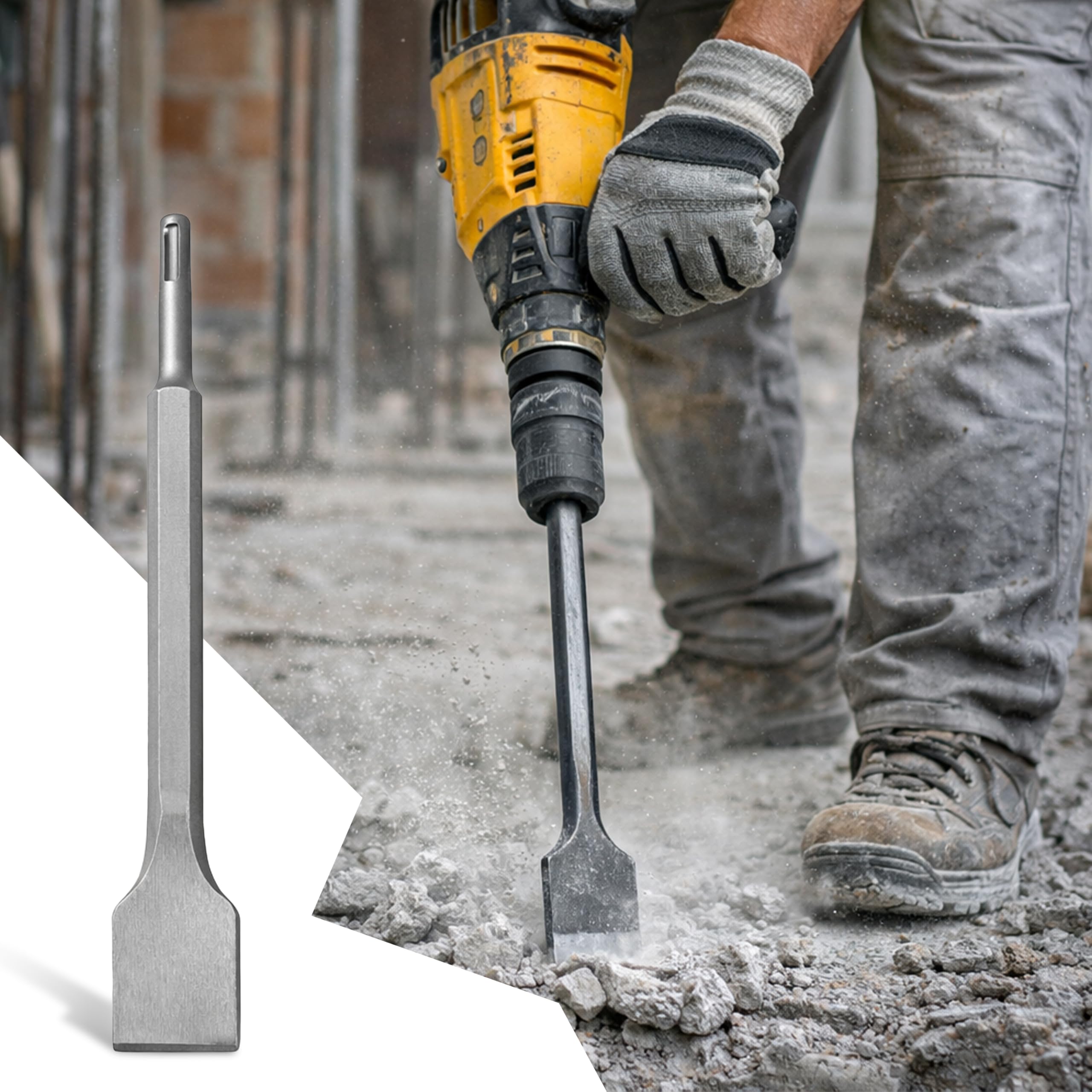 Retoo SDS Plus, set da 4 pezzi, 250 mm, scalpello per piastrelle, a punta, a punta, per calcestruzzo, mattoni, colla, asfalto, accessori per impatto