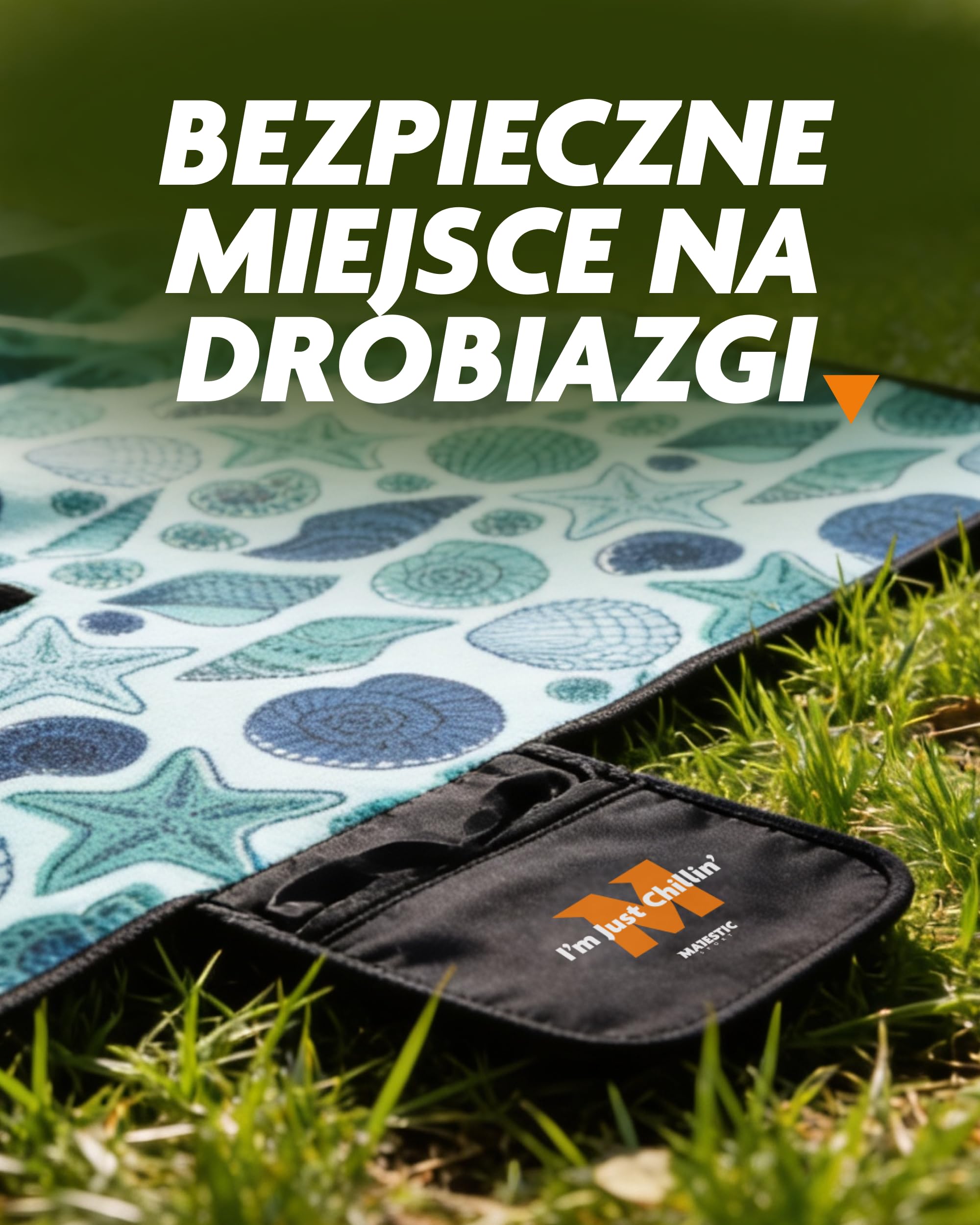 Koc Piknikowy dla Czterech Osób Łatwy w Czyszczeniu Montaż do Podłoża Polar Miękki Miły w Dotyku Kieszonka na Suwak Pasek na Ramię 200x200cm Shelly