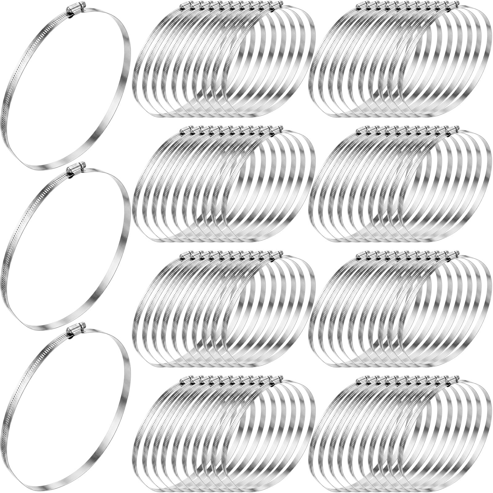 Zhengmy 80 Pack 8 in Stainless Steel Hose Clamps, 7-5/8" to 8-1/2"