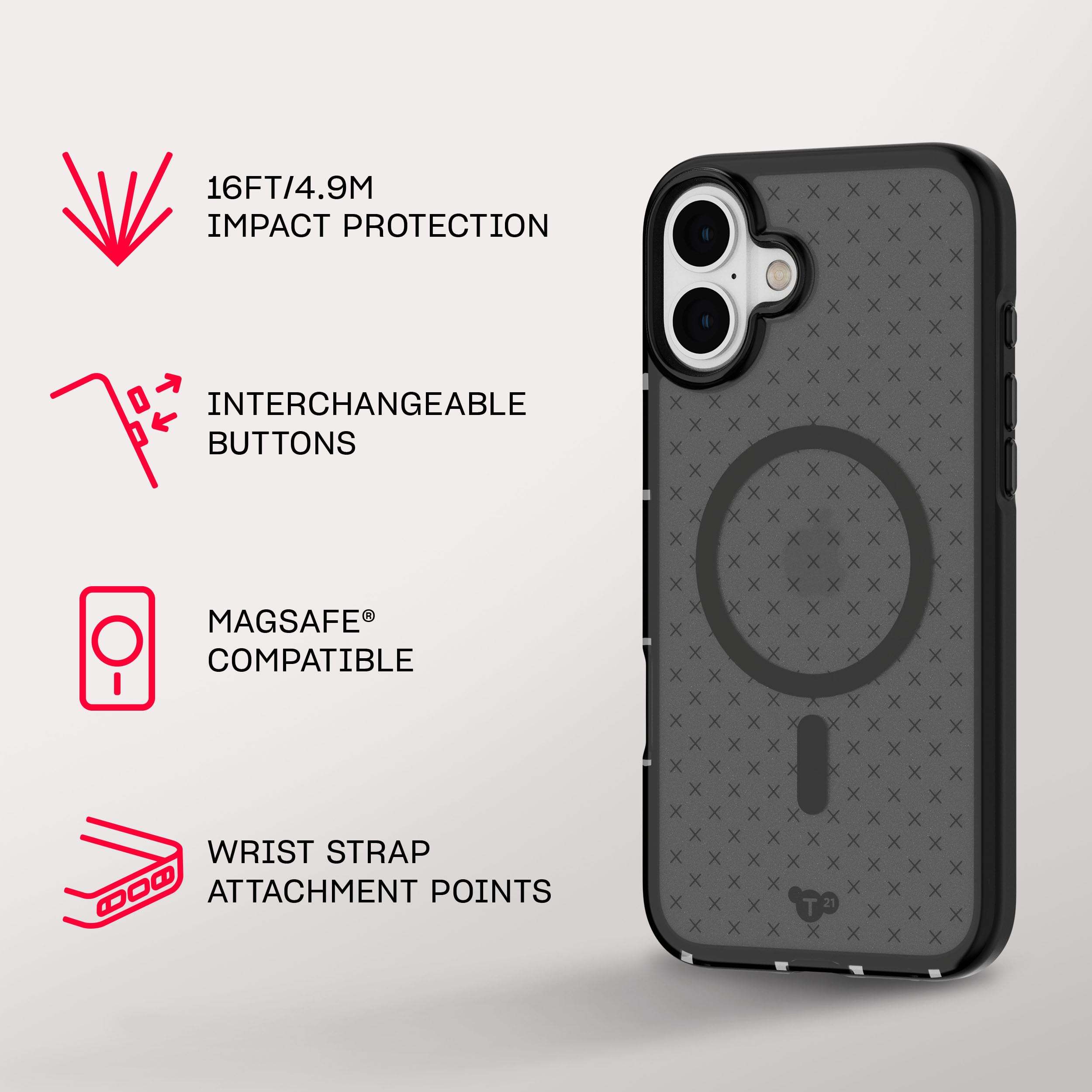 tech21 EvoCheck for iPhone 16 Plus Compatible with MagSafe - Impact Protection Case - in Smokey Charcoal - Image 4