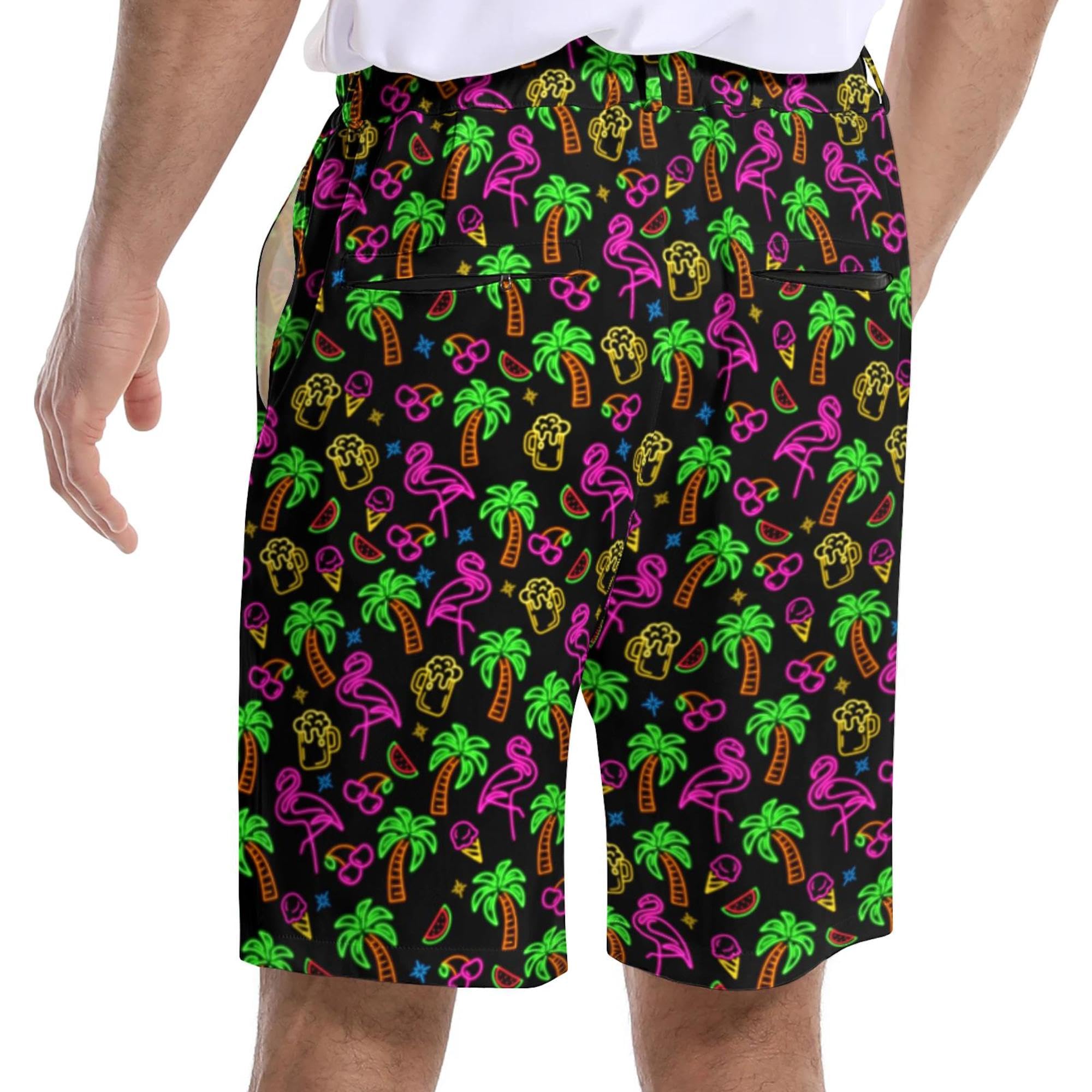 Seconight Men's Hiking Cargo Shorts Hawaiian Golf Shorts for Men Outdoor Casual Print Work Pants for Travel Golf Camping