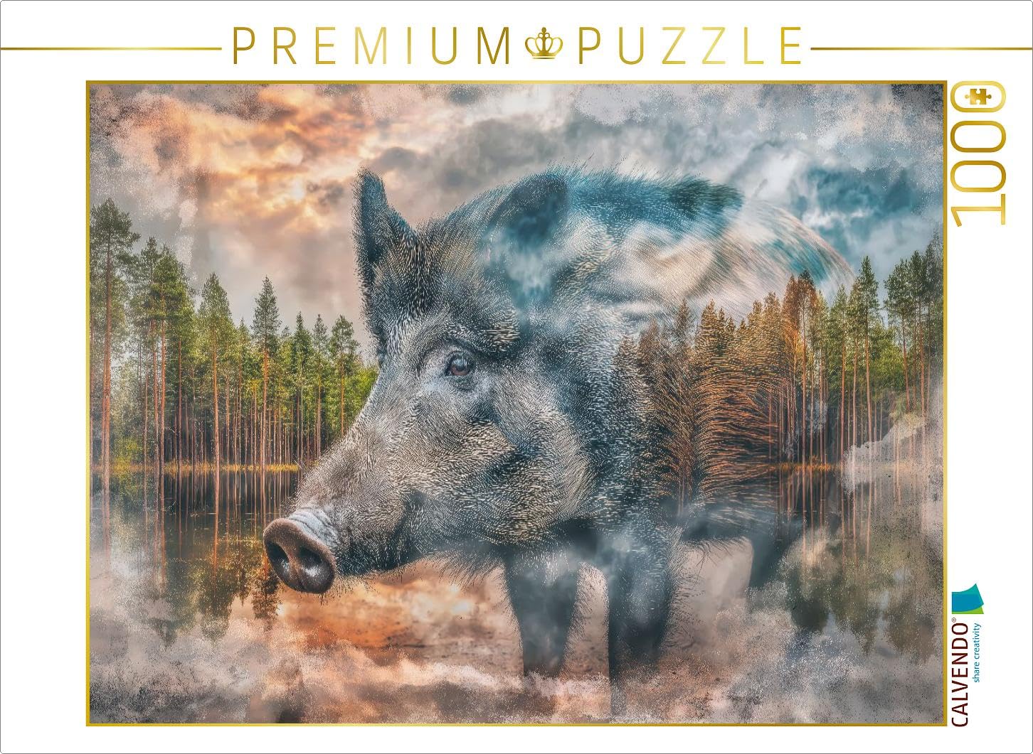 CALVENDO Puzzle Sanglier | 1000 pièces Taille de la Ponte 64 x 48 cm Puzzle Photo pour des Heures heureuses