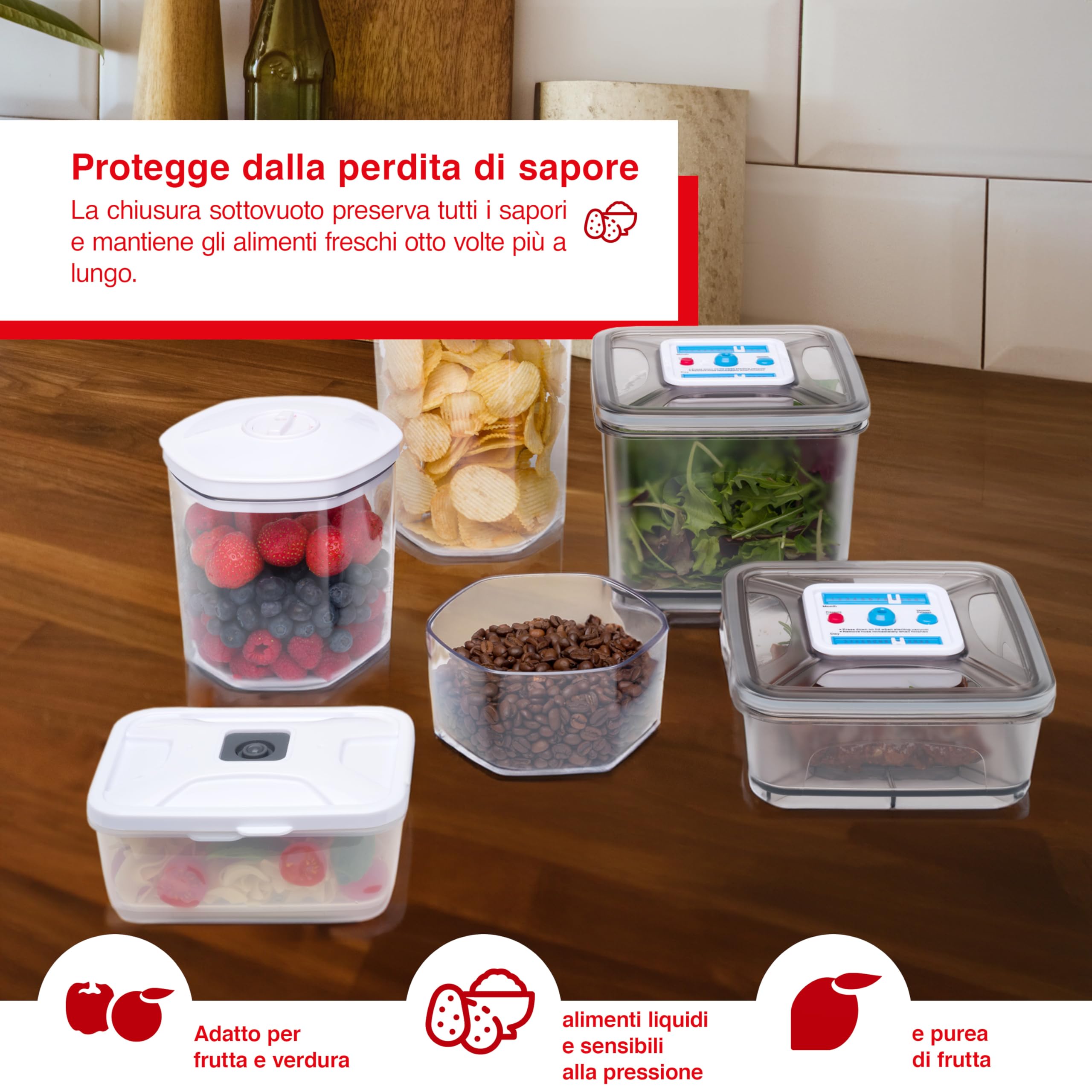 Solis 922.79 Set Recipienti Rettangolari per Sottovuoto, Plastica, Trasparente, 20.4x19x18.7 cm, 2 unità