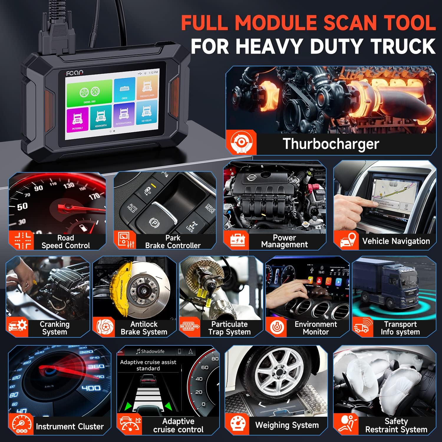 Full module scan tool for heavy duty trucks