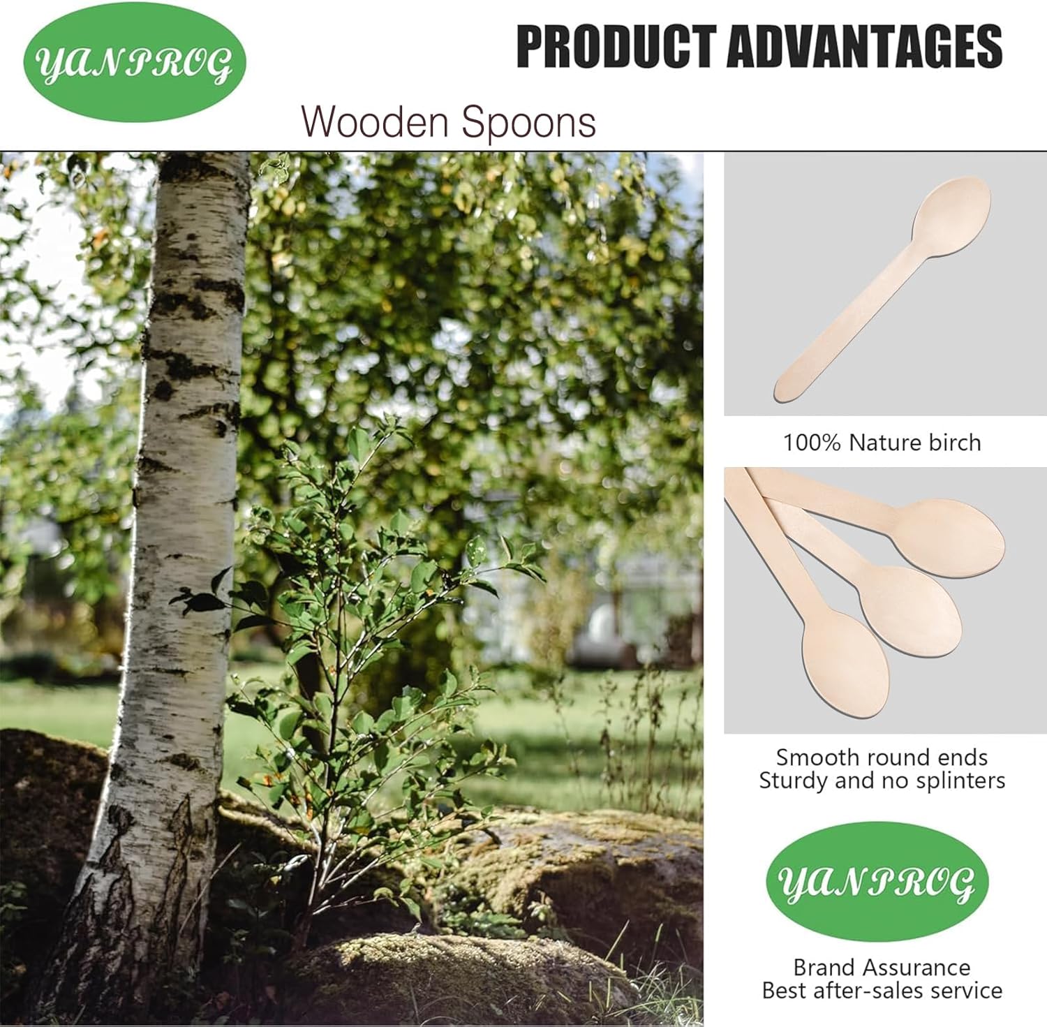 Wooden Spoons Disposable postable Spoons Biodegradable Spoon, Natural
