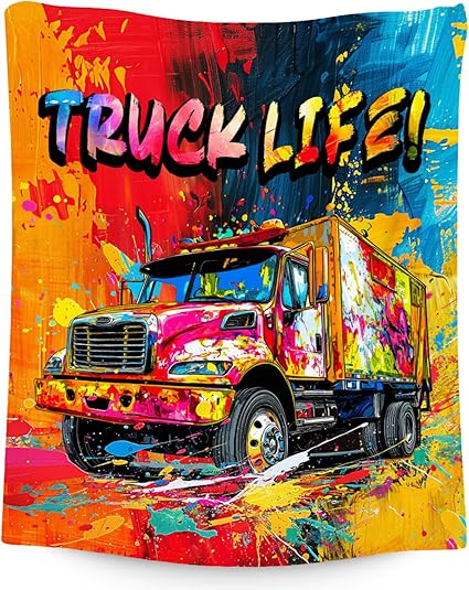 Kids Blanket Truck Blankets Gifts for Boys Toddler - 30x40 Inches Soft Flannel Throw for Couch