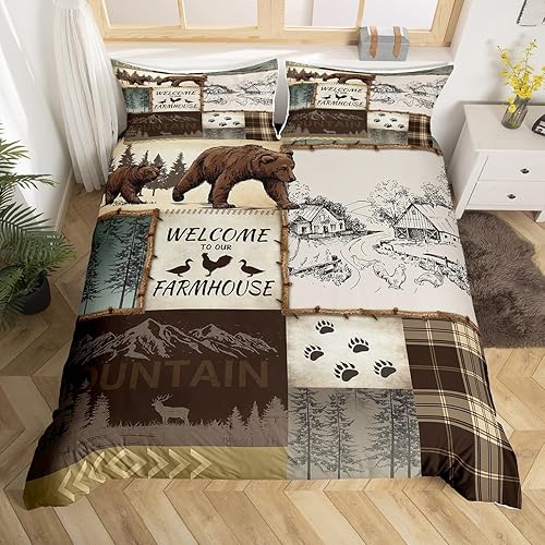 Miniatura 21 de Anlter - Funda de edredón matrimonial, juego de ropa de cama de cazador de ciervos dorados para niños, adolescentes y adultos, funda de edredón