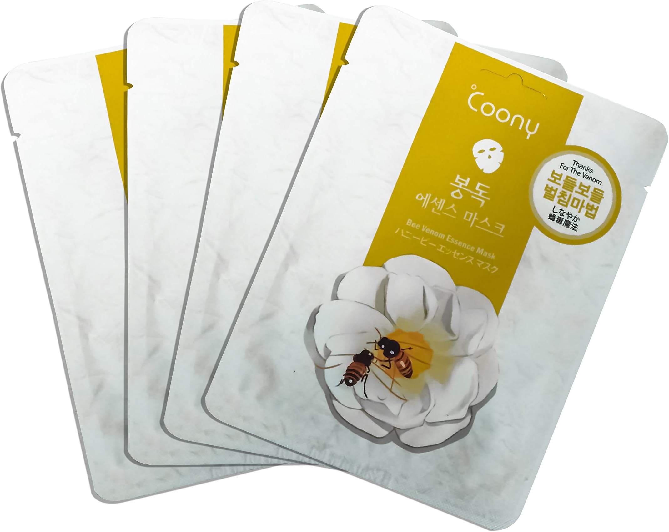 Coony - Real Nature Activated Bee Venom Face Mask | Facial Mask for Deep Cleansing Purifying | Korean Cosmetic Natural Peel off Mask 23gm each [Pack of 4]