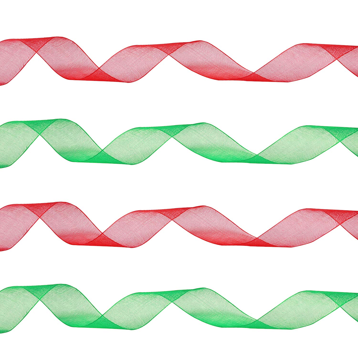 Snapklik.com : Livder 4 Rolls 200 Yard Christmas Red Green Organza Ribbons  For Gift Wrapping, image size:1500x1500