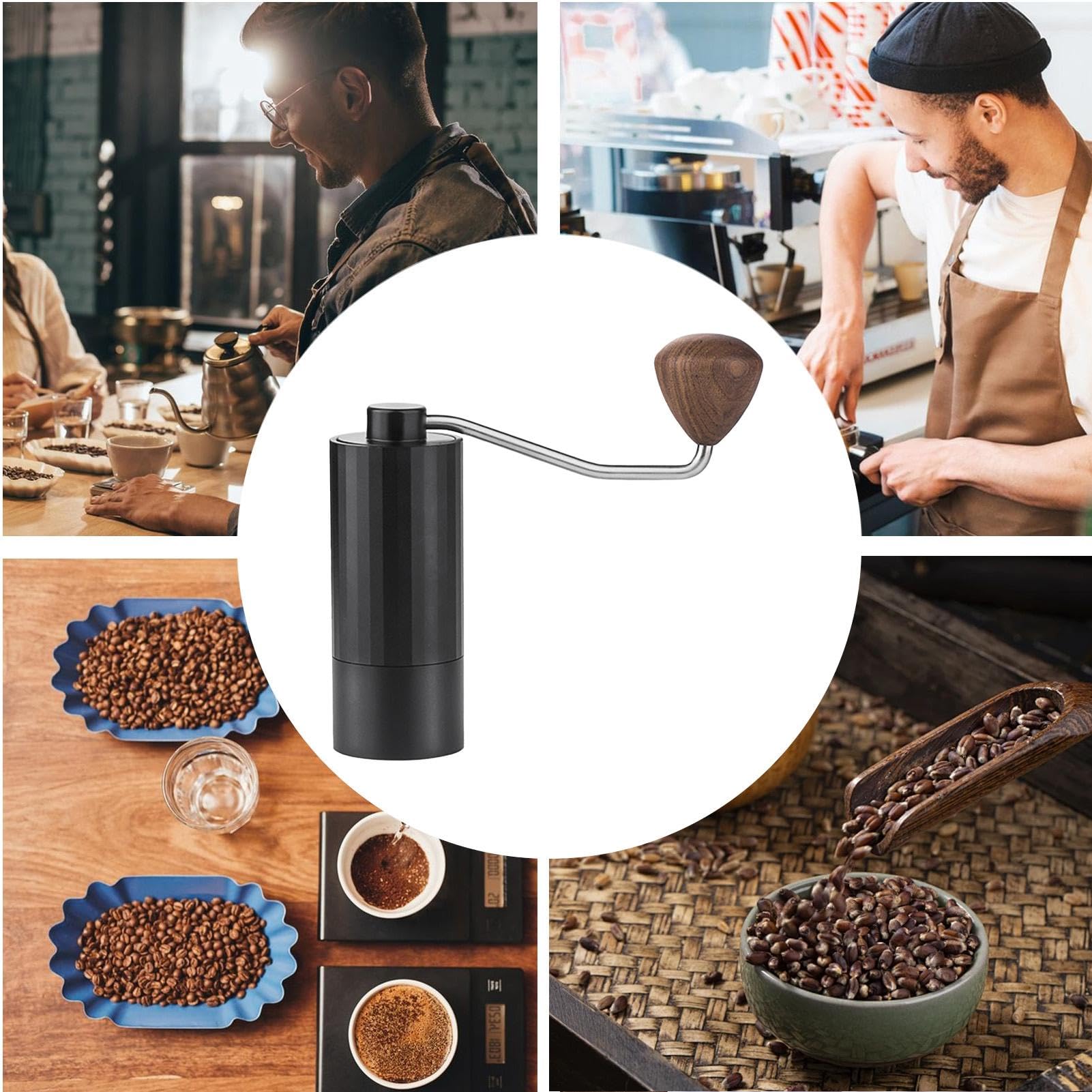 Molinillo de café manual ligero | Molinillo de café compacto | Molinillo de café de mano, molinillo de rebabas ajustable de acero inoxidable, molinillo cónico portátil para café molido fresco en | Preparador De Latte Para El Desayuno Para El Hogar Bar La