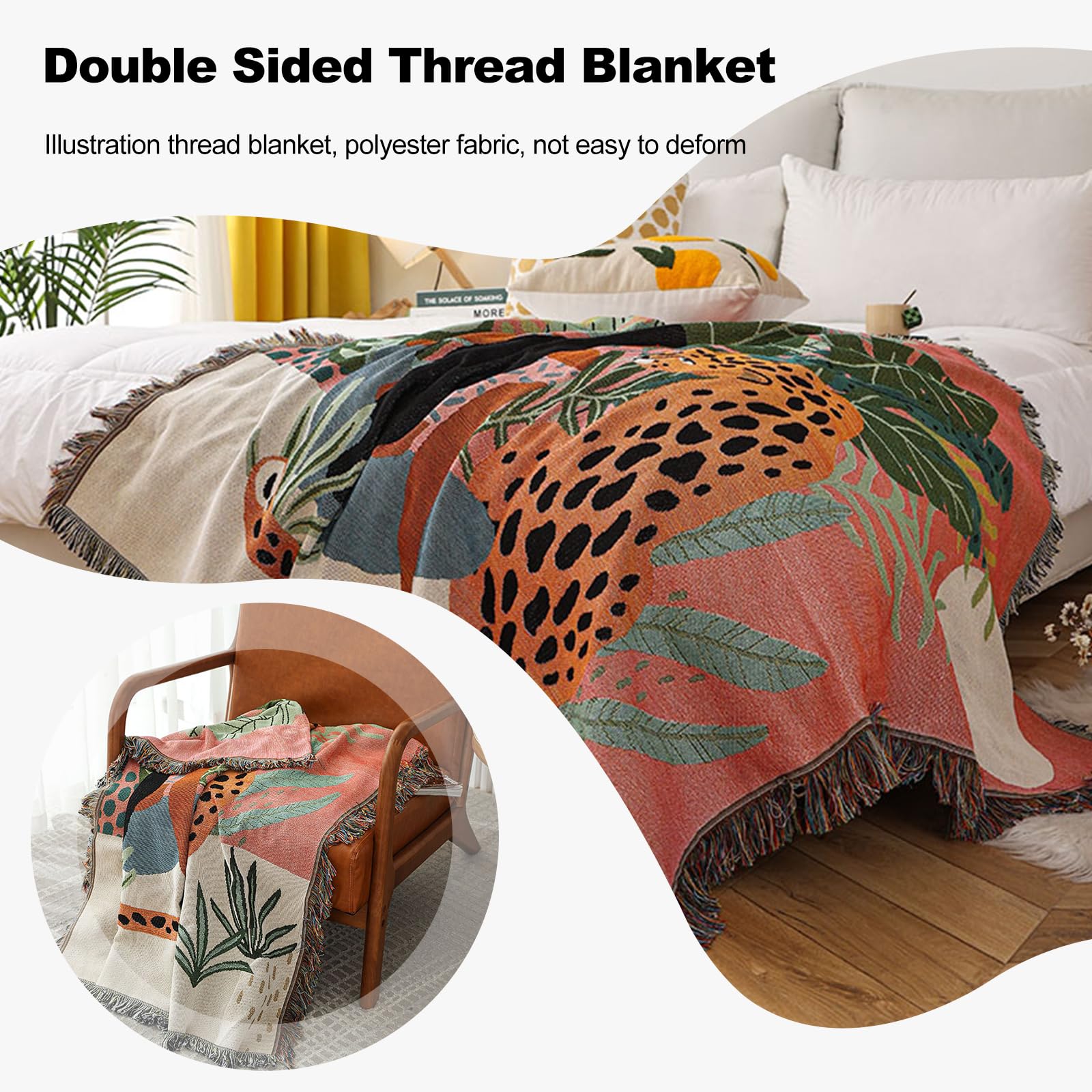 Ergocar Bohemian plaid met franje, multifunctionele decoratieve gooien, decoratieve zachte comfortabele dekens, omkeerbare sherpa-fleece gooit voor banken, fauteuil, bank en bed