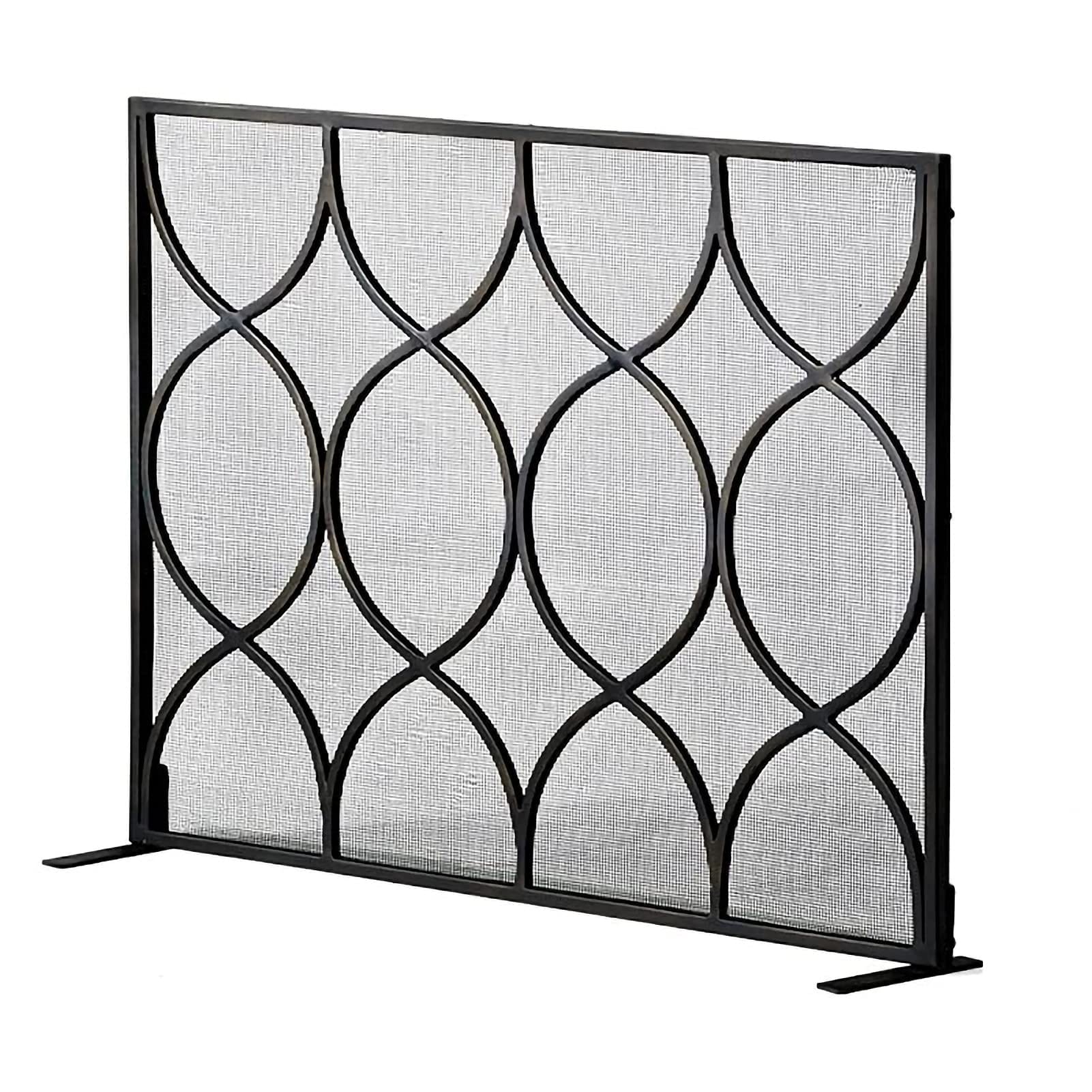 Parafiamma per Camino in Ferro battuto a Pannello Singolo, in Metallo Decorativo, in Rete, parascintille, per Camino, Soggiorno, Griglie per Esterni, Nero (Nero 100 x 28 x 80 cm) Needed