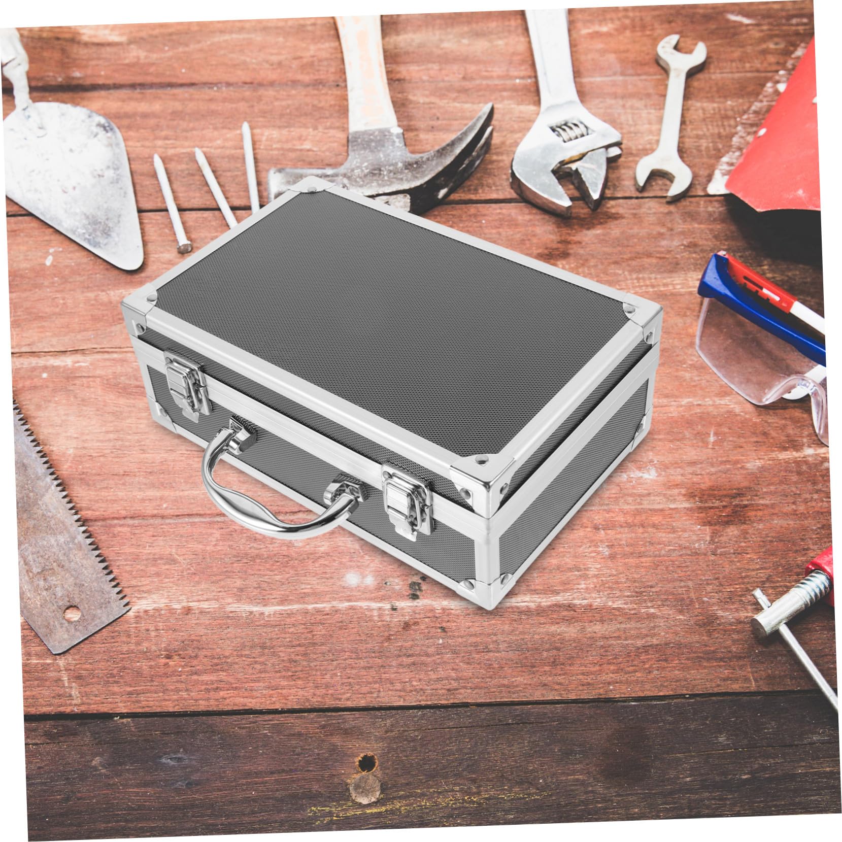 Mini Cassetta Attrezzi in Lega Di Alluminio Resistente Scratchproof Manico Portatile e Blocco Sicuro Per Conservazione Utensili e Gadget