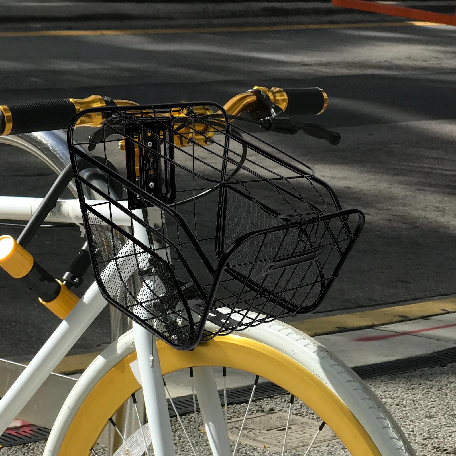 MAGICLULU Robuster Metall Fahrradkorb Vorne Großer Dicker Frontkorb mit Deckel Fahrradzubehör für E Bike und Cityrad
