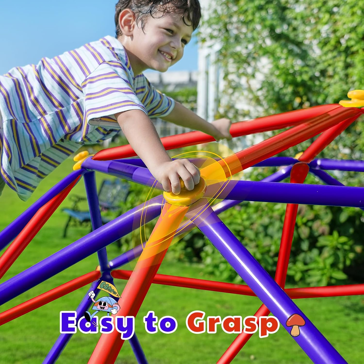 Zupapa New Upgraded Outdoor Geometric Dome Climber with Tent, 1200LBS Weight Capability, 3D Assembly Video, Suitable for 1-6 Kids Climbing Frame (Purple+Orange, 10FT)
