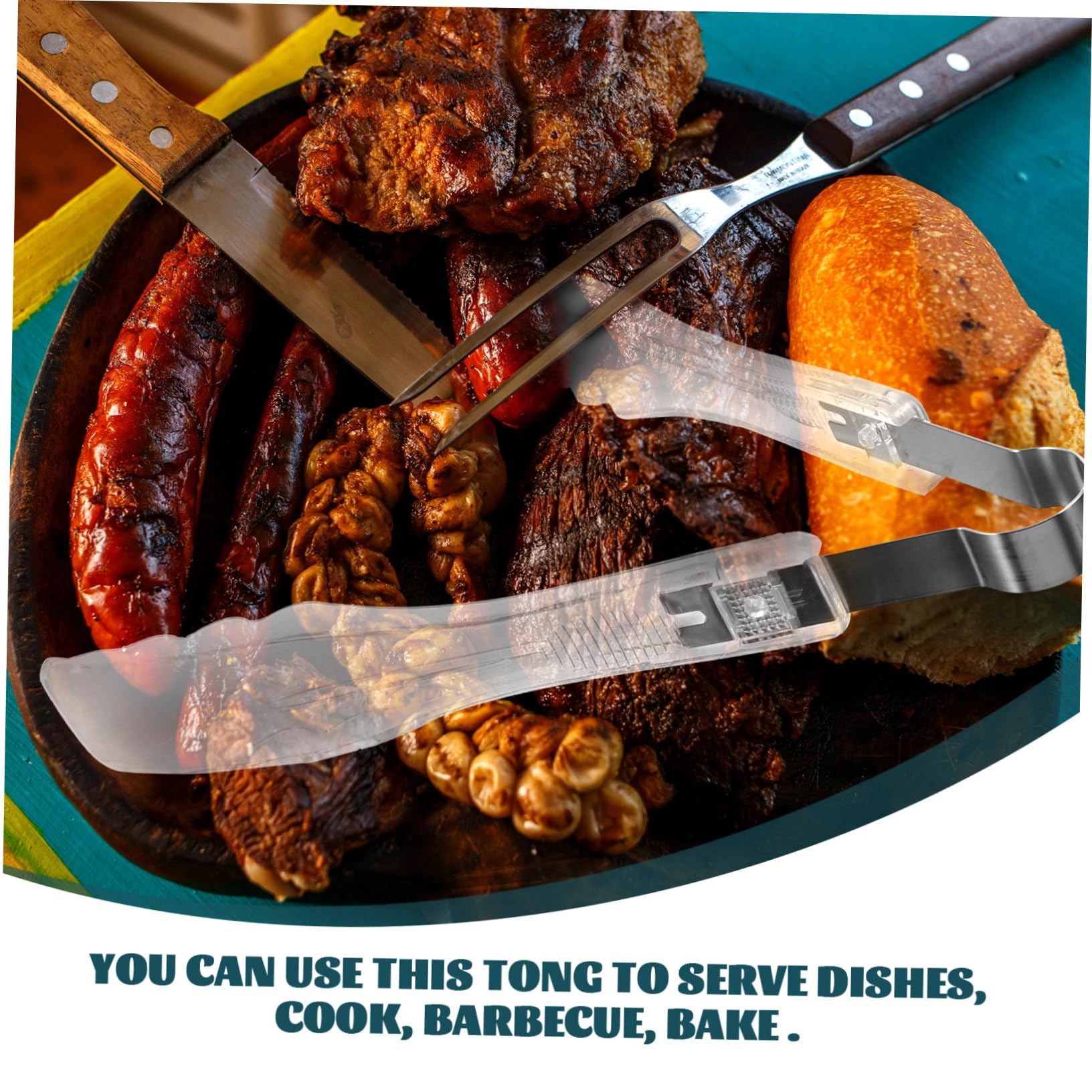 Alipis Stainless Steel Kitchen Tongs Buffet Food Tong for Cooking Anti-scalding Comfortable to Hold