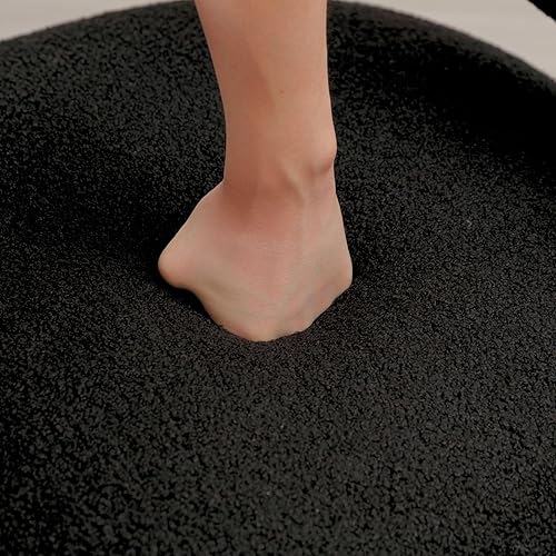 Miniatura 9 de DUOMAY Silla de comedor tapizada moderna con ruedas giratorias, juego de 1, silla auxiliar con respaldo de barril de sherpa, silla de tocador