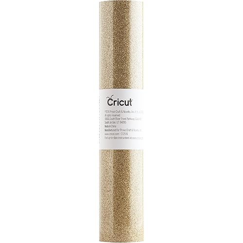 Cricut Glitter Iron On Vinyl Sheets, 12" x 120", DIY Supplies, Bulk HTV Rolls - Gold