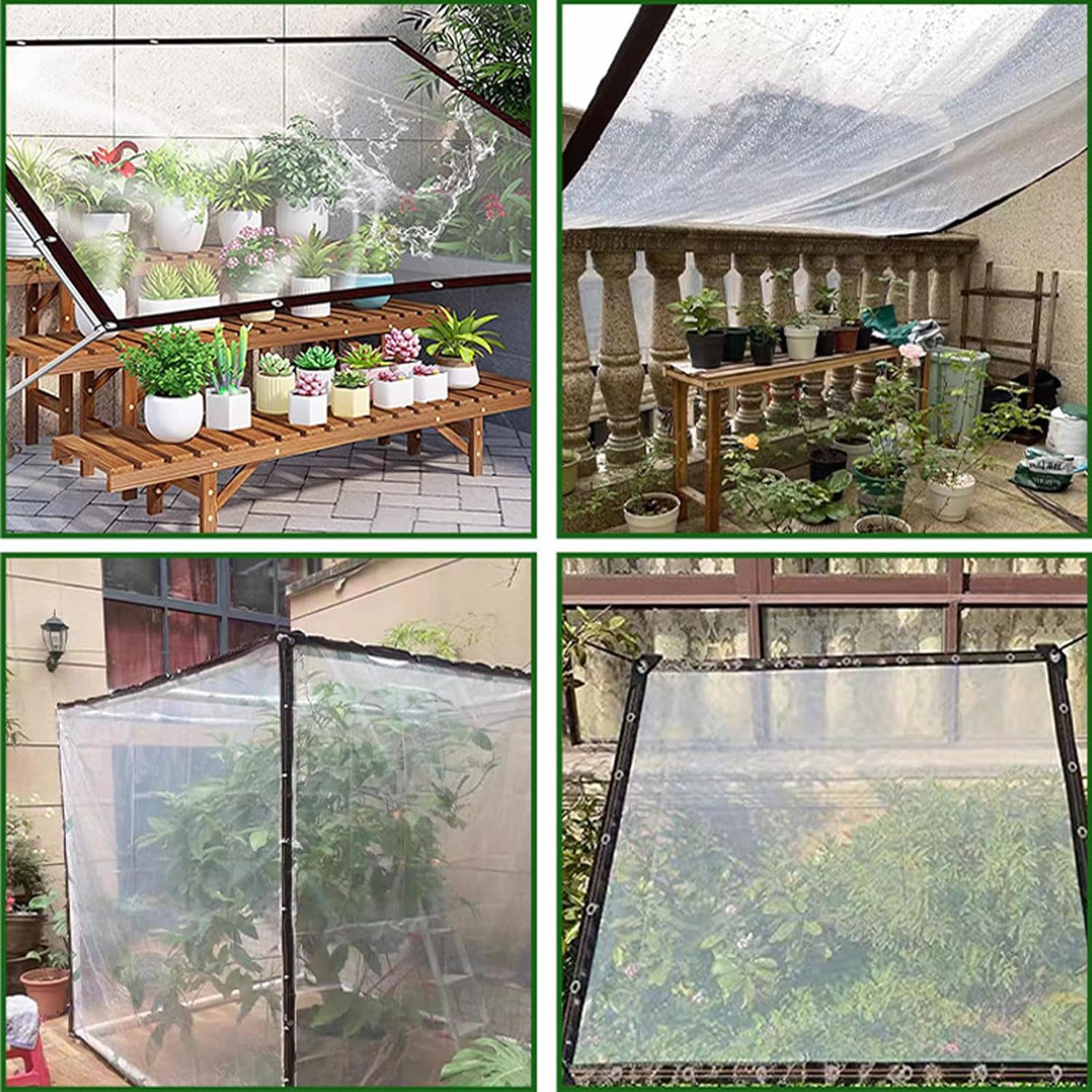 Wasserdichter PVC-Outdoor-Vorhang mit Ösen, anpassbar, 100 x 200 cm, für Veranda, Pavillon, Windschutz, klares Design für Wetterschutz und Outdoor-Dekoration