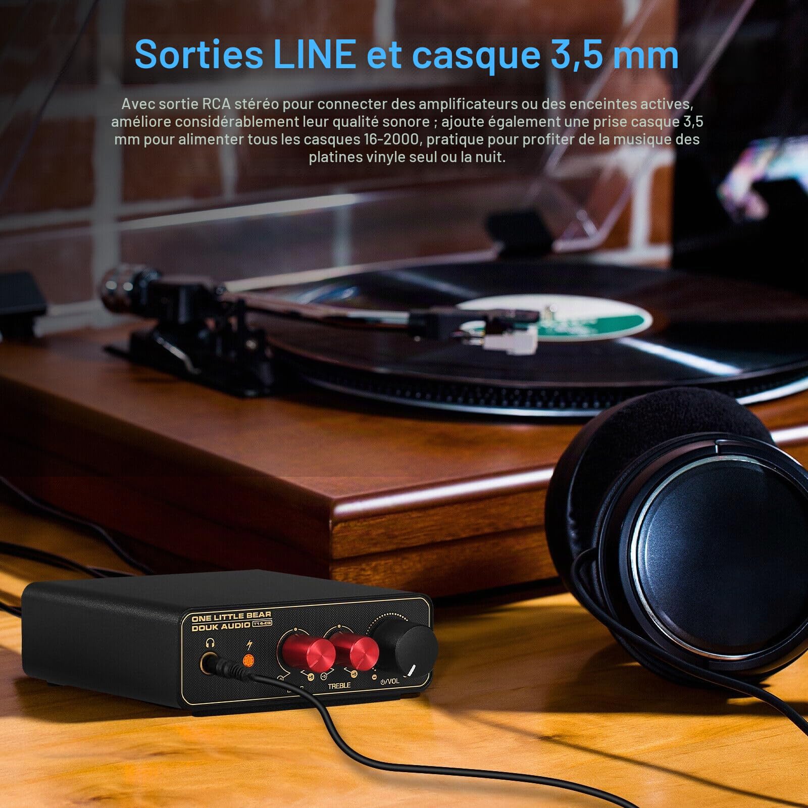 HiFi MM/MC RIAA Préamplificateur phono LP vinyle Turntable Preamp Mini amplificateur de casque (T14-EQ)