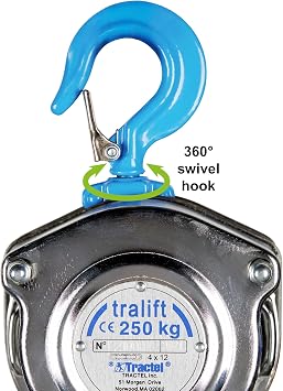 Tractel Manual Chain Hoist | 1/4 Ton - 500 lbs Capacity | 10 ft Steel Chain | Industrial-Grade Steel for Construction, Workshops, Garages | Tralift 56429