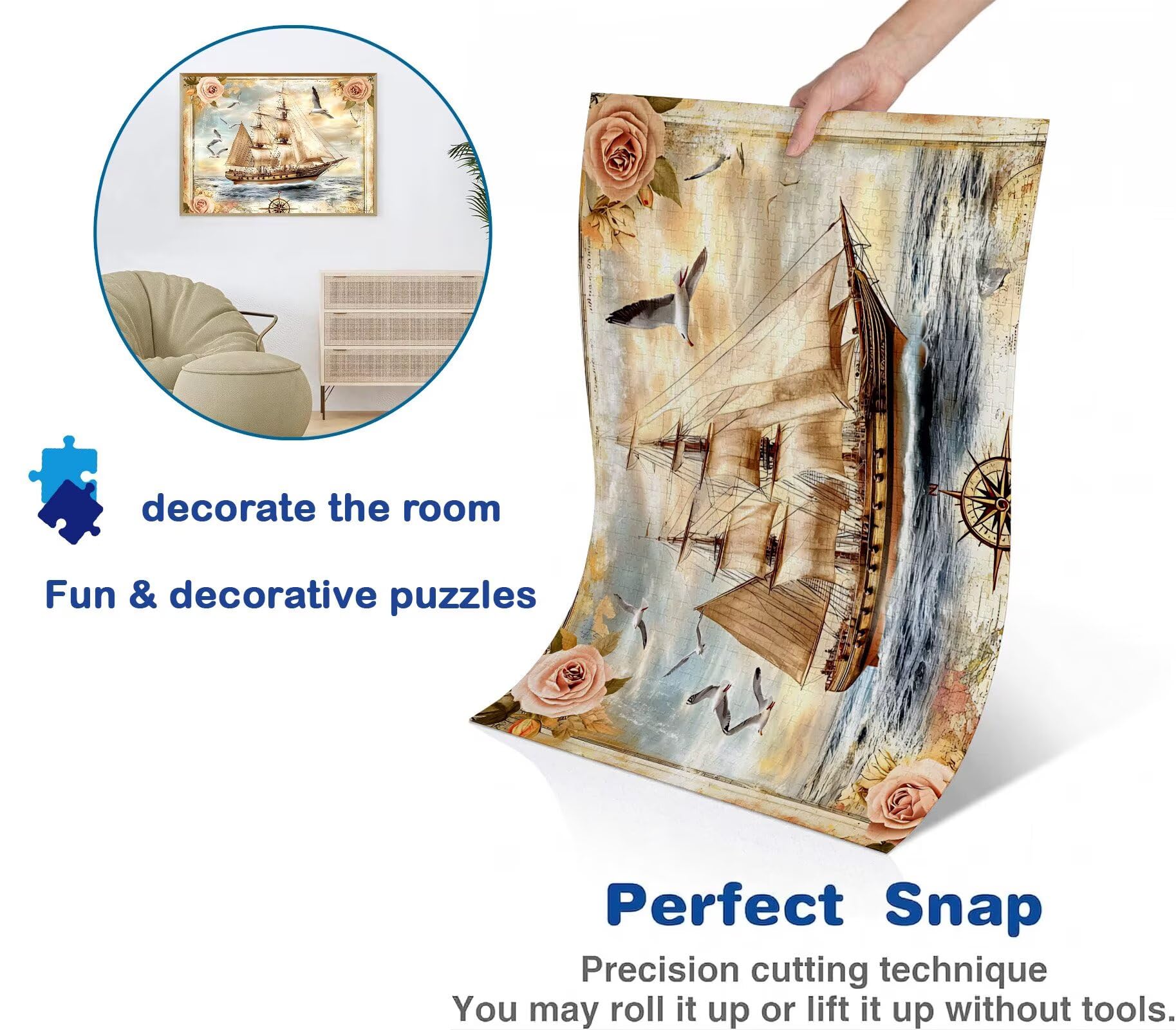 Puzzle Puzzle 1000 elementów dla dorosłych z plakatem w zestawie, drewniane puzzle do gry rodzinnej, edukacyjna i antystresowa zabawa, dekoracja ścienna do domu, prezent urodzinowy, 75 x 50 cm retro