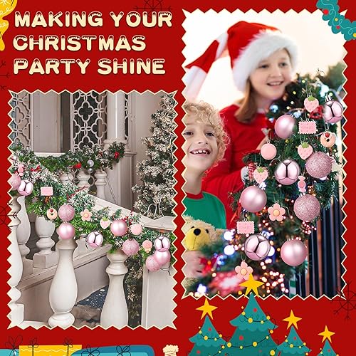 Miniatura 5 de Juego de adornos de bolas de Navidad, incluye 24 bolas de árbol de Navidad y 24 mini dijes de resina para árboles de Navidad, bodas, fiestas,