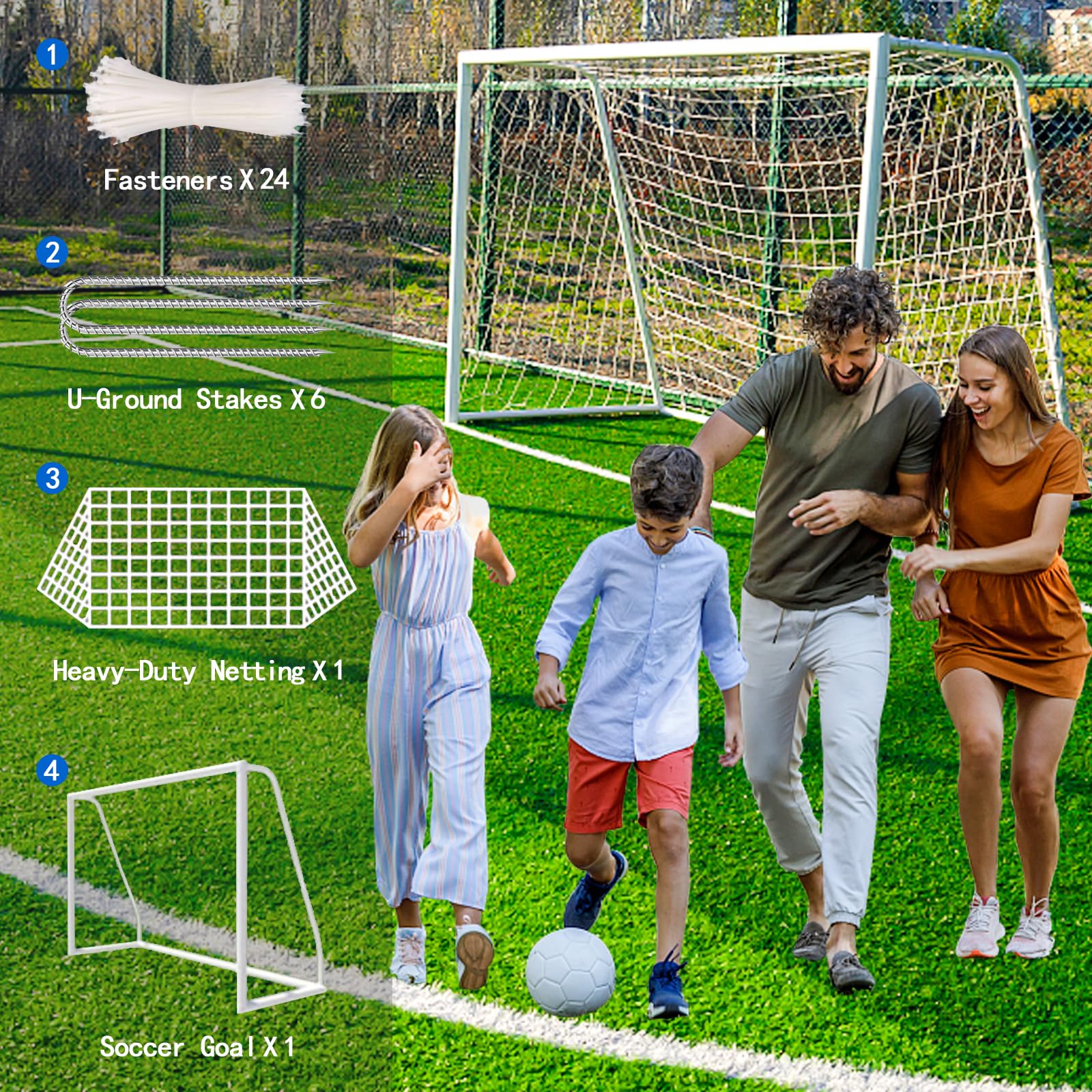 Questa Porta da Calcio, Resistente alle intemperie e Portatile, Porta da Calcio da Giardino, Porterias de Futbol Soccer Arcos de Futbol per Allenamento all'aperto, 8x6FT, 10x6.5FT, Rete da c