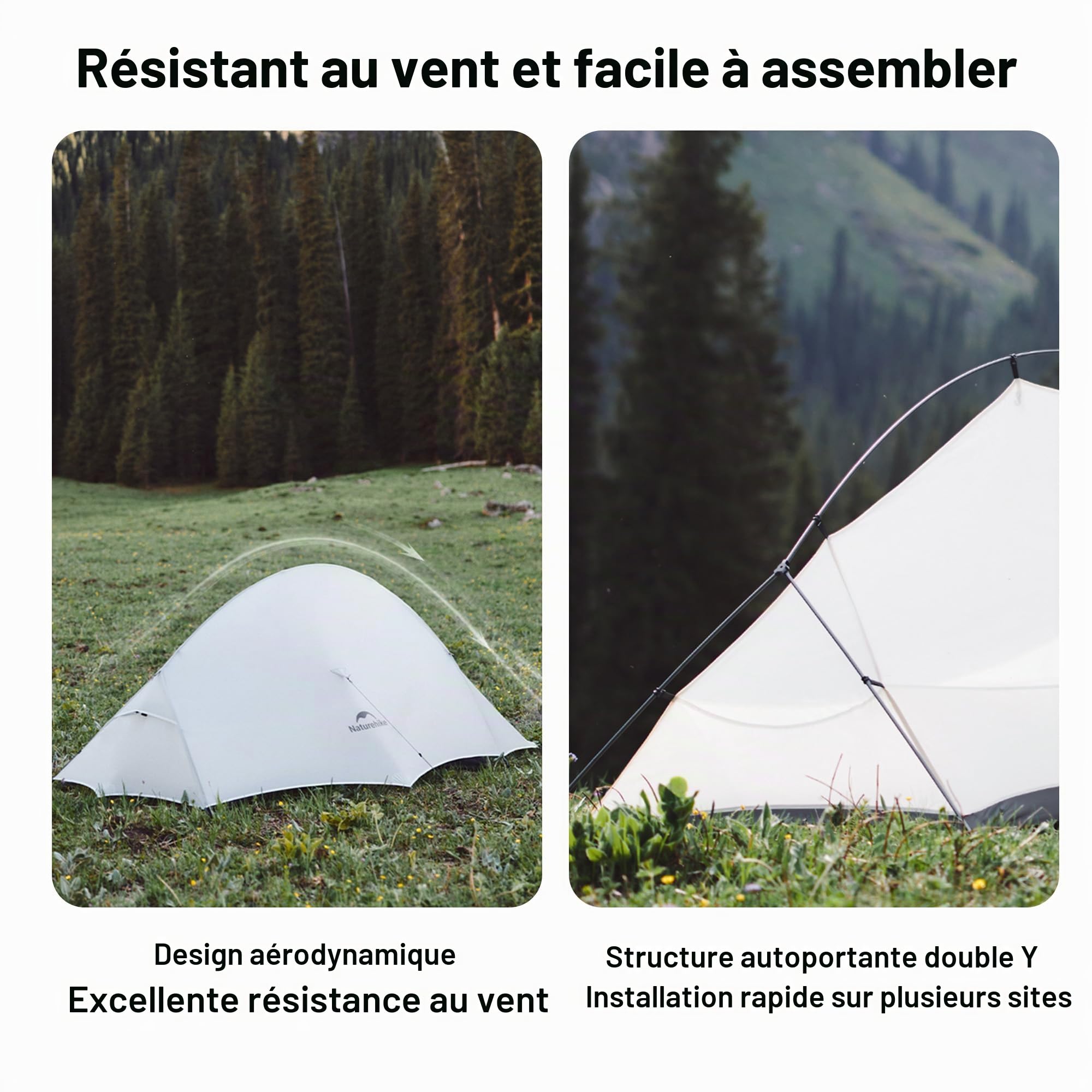 Naturehike Cloud up UL Tente de randonnée ultra légère 1,38 kg avec accessoires Tente pour deux personnes Convient pour la randonnée, le cyclisme, le camping et la randonnée