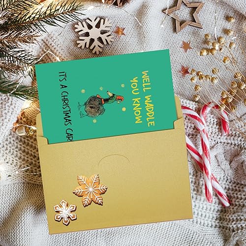 Miniatura 7 de Qiliji Divertida tarjeta de Navidad de pato, linda tarjeta de Navidad de juego de palabras de pato, tarjeta de feliz Navidad, tarjeta de