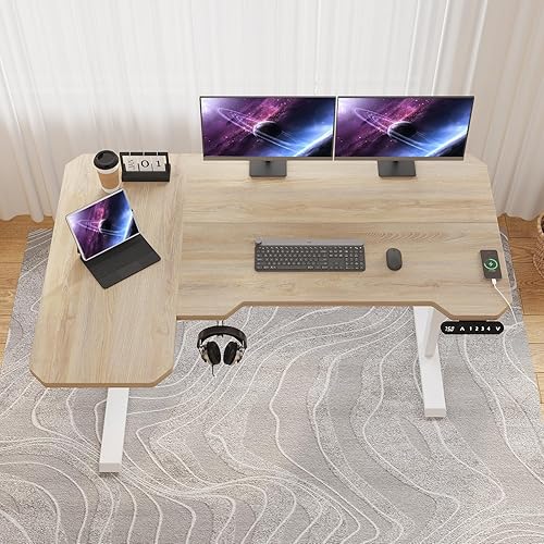 Miniatura 16 de Escritorio de pie de altura ajustable de 59 x 40 pulgadas, mesa de escritorio de pie para oficina en casa, oficina, escritorio, computadora, memoria