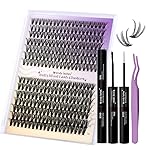 Lash Clusters Kit for Eyelash Extensions: Ultra-light, DIY, Natural, Fluffy, Manga, Wispy, Waterproof, Anime, Manga, Cat Eye, D Curl, 12-16mm Mixed, 30/40D, Wendy Lashes, 0125