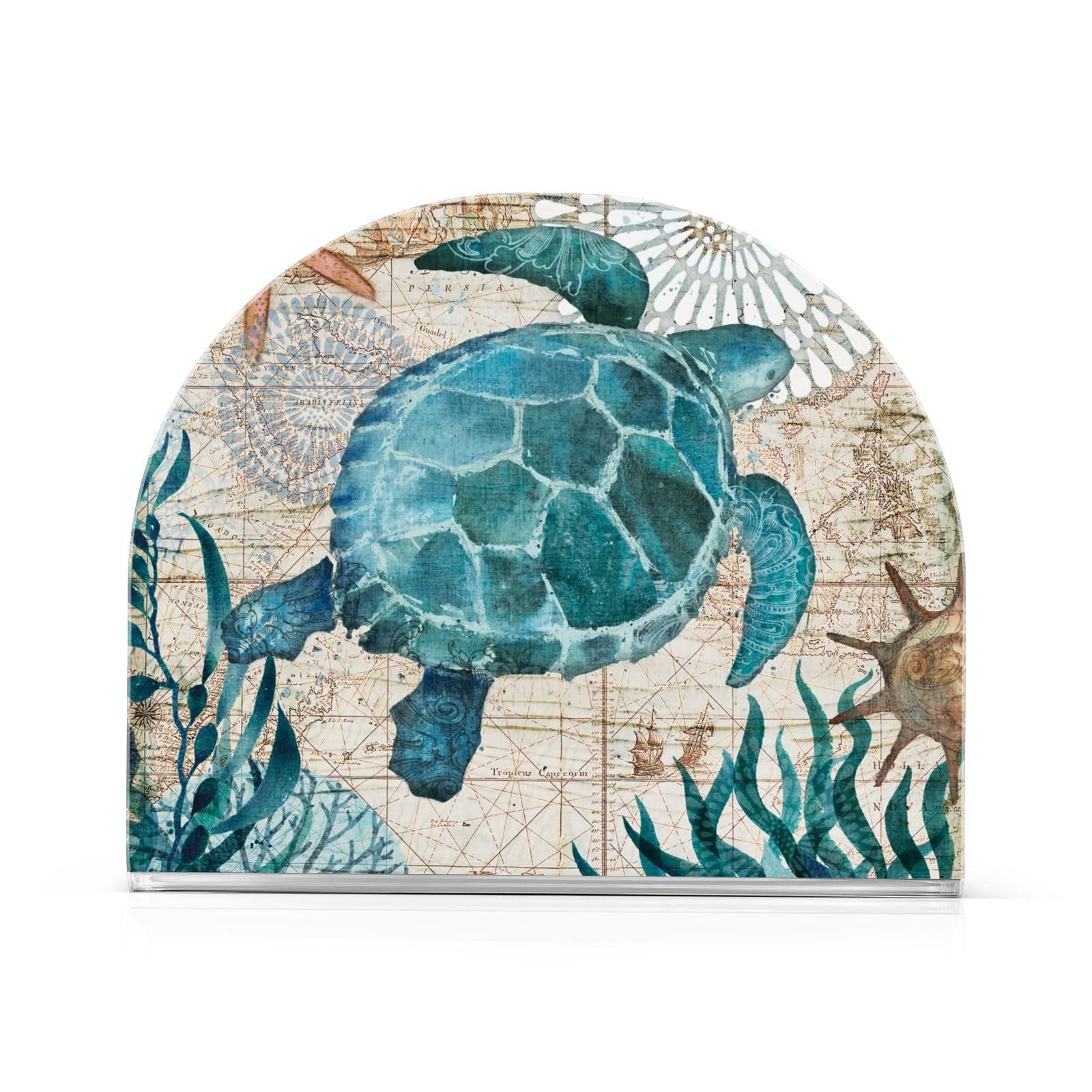 Sea Animal Turtle Napkin Holder Acrylic Napkin Dispenser Decorative Holder Clear Container Kitchen Table Camper Living Room Toilet Decor for Paper Napkins
