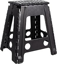 JeVx Folding Stool Kitchen or Bathroom | High Step 45 cm Height | Small Ladder | Non-Slip Children's Stool | XXL Size | Stool for Adults and Children | Supports up to 130 kg Black