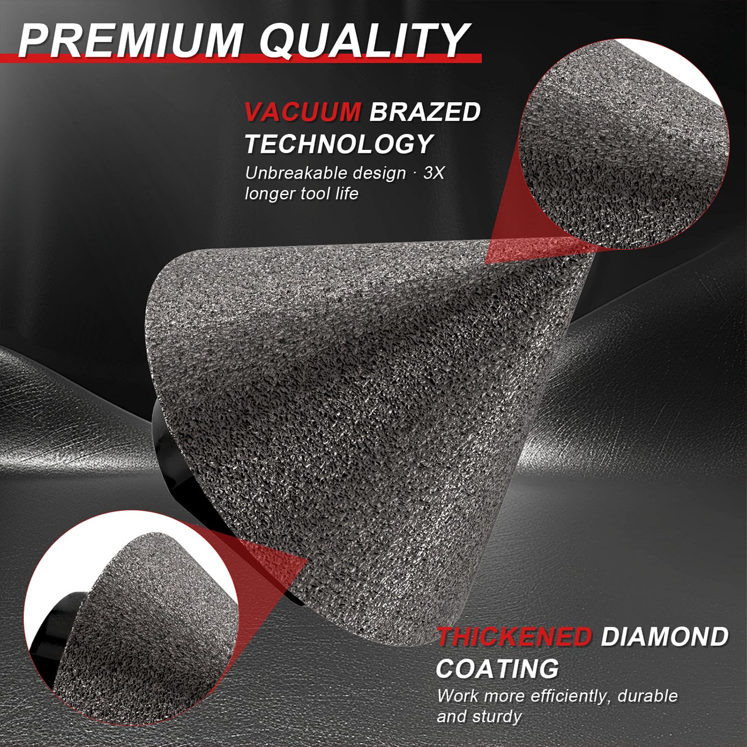 3 brocas de biselado de diamante de 2 pulgadas de rosca de 5/20.3 cm-11 – vástago hexagonal de 3/8 pulgadas – broca de fresado de dedo de diamante de 3/4 pulgadas, herramienta de amoladora