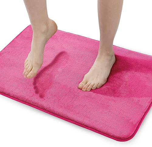 Walensee - Tapete de baño de espuma viscoelástica extra grueso, antideslizante, absorbente y súper acogedor, tapete de baño de terciopelo suave de