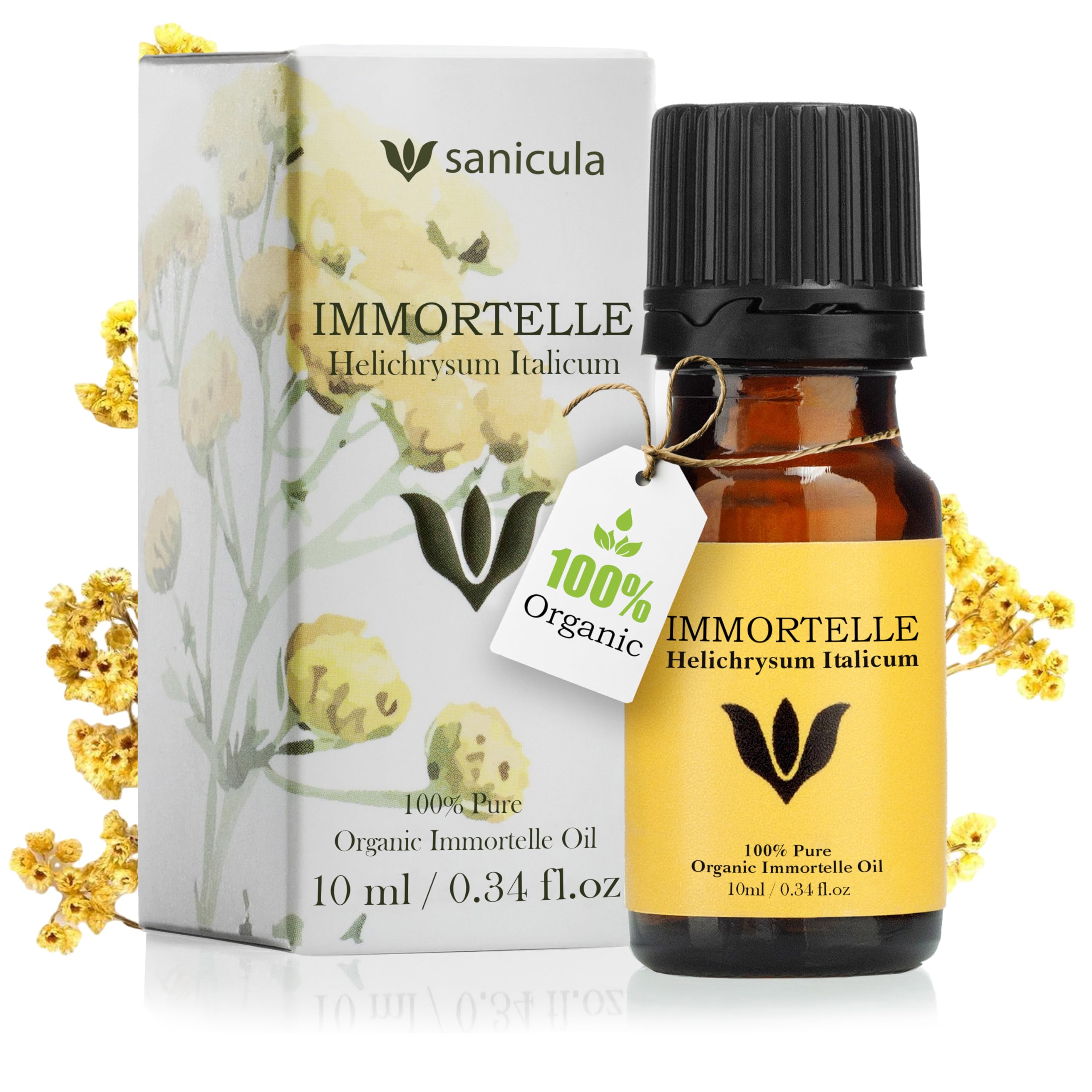 Huile Essentielle d’Hélichryse Italienne - 100% Pure et Bio | Distillée à la Vapeur | Huile Aromathérapie pour Diffuseur, Soin Naturel de la Peau et Bien-être - 10ml