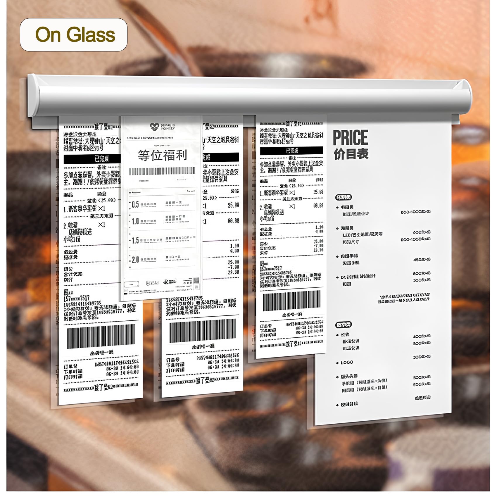 Paquete de 2 soportes para boletos para restaurante, sin taladro, soportes para boletos de pedidos de restaurante, cocina, oficina, paredes, refrigerador, hogar, pubs, bares, cafeterías (16 pulgadas